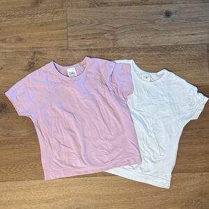 Athleta Girls Pink and White Short Sleeve Tees Size 8-10